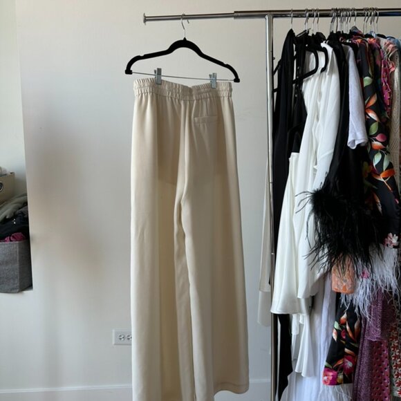 T BY ALEXANDER WANG Ecru Drape Suiting Side Slit Pants - 4 - Picture 4 of 5